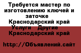 Требуется мастер по изготовлению ключей и заточке - Краснодарский край Услуги » Другие   . Краснодарский край